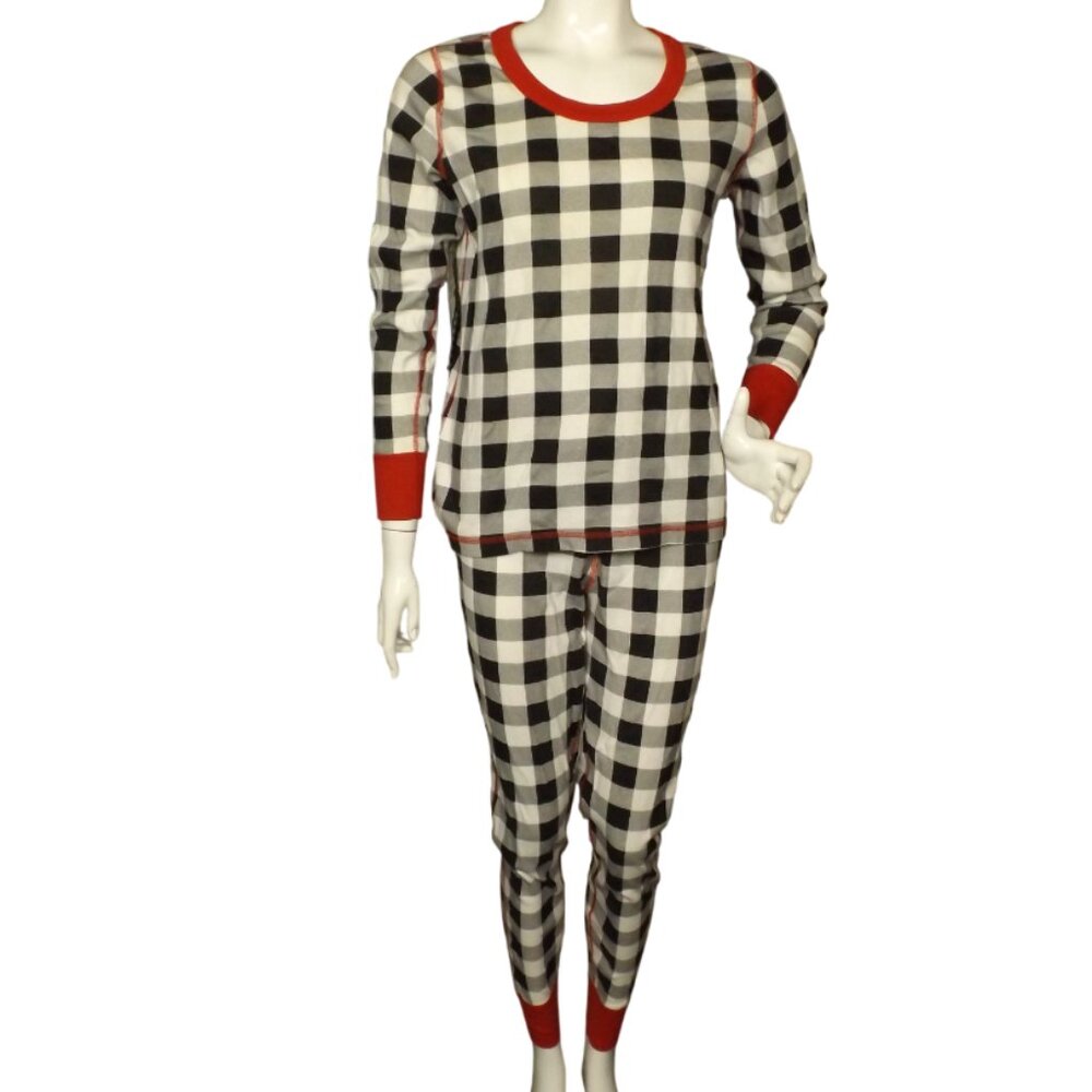 HANNA ANDERSSON Pajamas, Mixed Size M/L, Black/White Check, Red trim, Snug fit